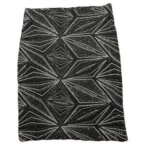 Black & silver sequin geometric skirt